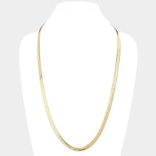 Load image into Gallery viewer, Gold Gold Plated 30 Inch 7mm Herringbone Metal Chain Necklace
