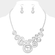 Load image into Gallery viewer, Silver Abstract Swirl Metal Pendant Statement Necklace
