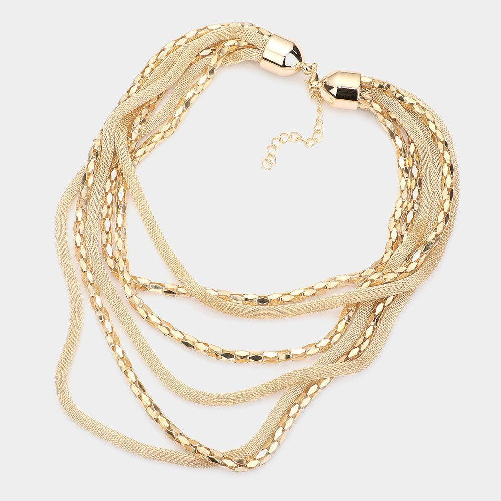 Gold Multi Layered Metal Necklace - Jewelry Store by Erik Rayo
