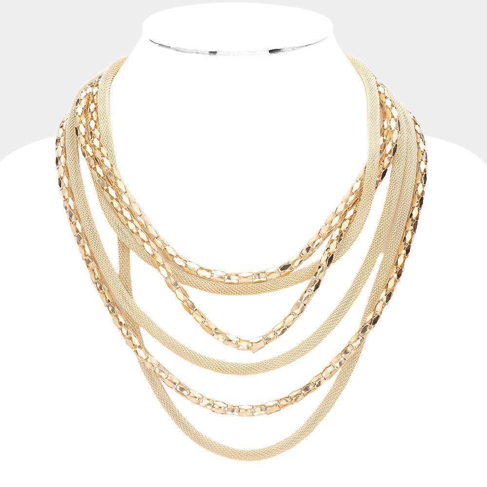 Gold Multi Layered Metal Necklace - Jewelry Store by Erik Rayo