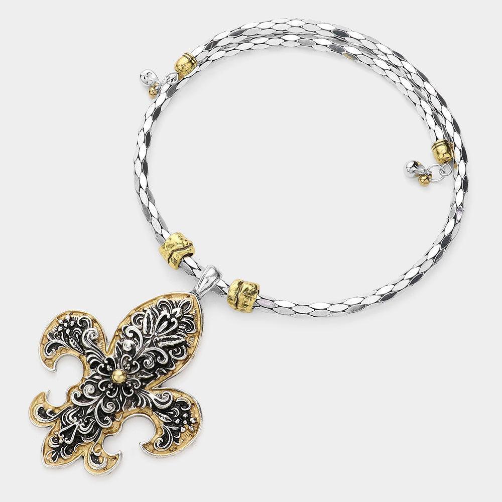 Silver Metal Fleur de Lis Pendant Necklace - Jewelry Store by Erik Rayo