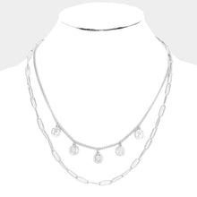 Load image into Gallery viewer, Silver Metal Chain Quarter Coin Layered Necklace
