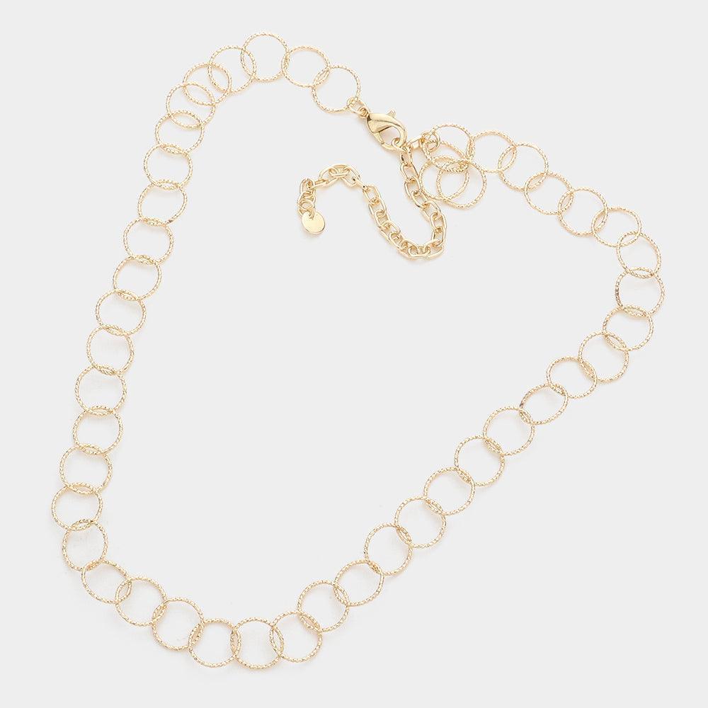 Gold Geometric Brass Metal Open Circle Link Necklace - Jewelry Store by Erik Rayo