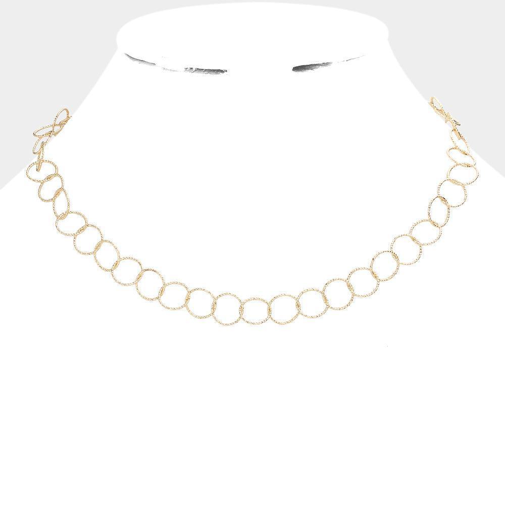 Gold Geometric Brass Metal Open Circle Link Necklace - Jewelry Store by Erik Rayo