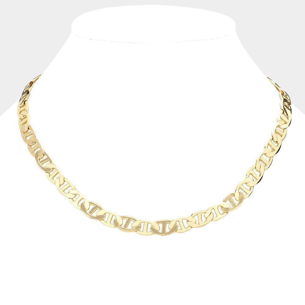 Gold Gold Plated 18 Inch 8mm Mariner Metal Chain Necklace - Jewelry Store by Erik Rayo