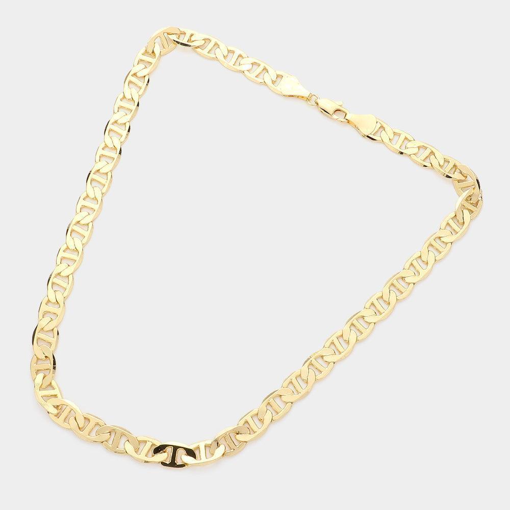 Gold Gold Plated 18 Inch 8mm Mariner Metal Chain Necklace - Jewelry Store by Erik Rayo