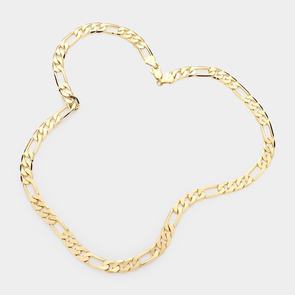 Gold Gold Plated 20 Inch 8mm Figaro Metal Chain Necklace - Jewelry Store by Erik Rayo