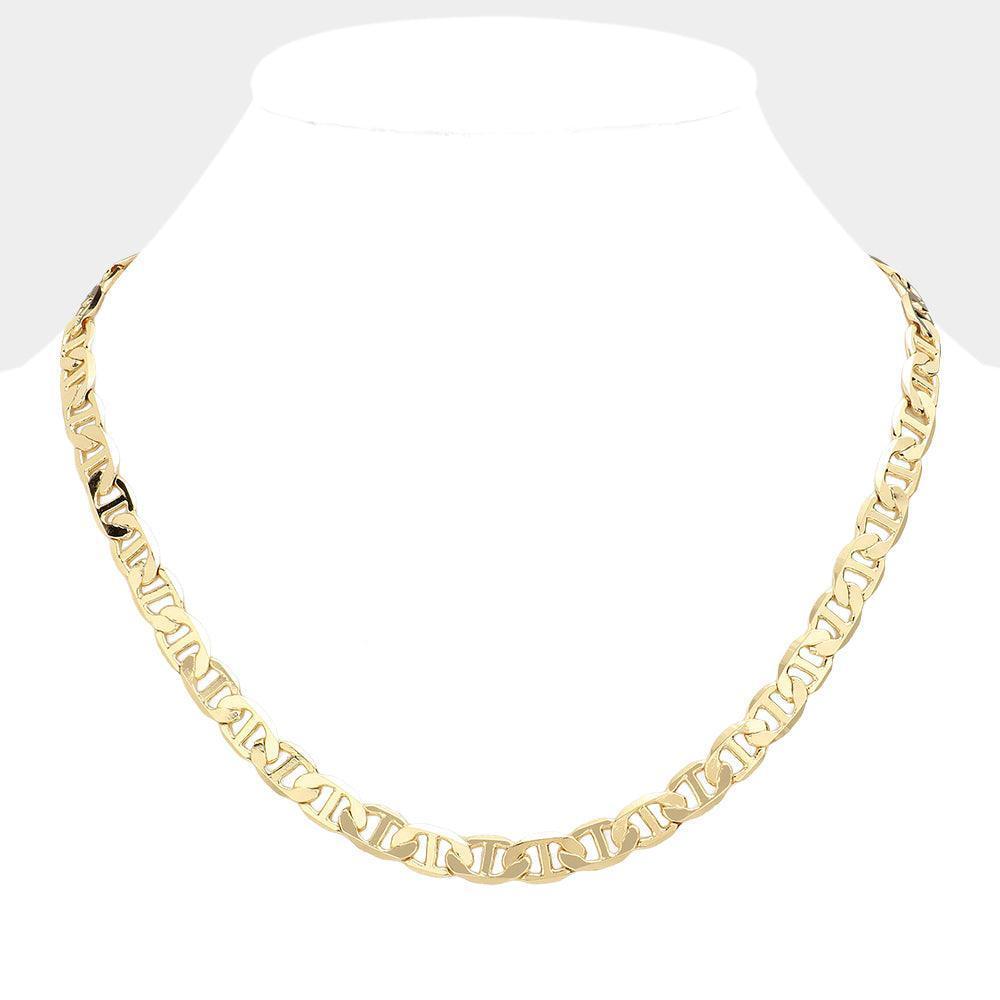 Gold Gold Plated 20 Inch 8mm Mariner Metal Chain Necklace - Jewelry Store by Erik Rayo