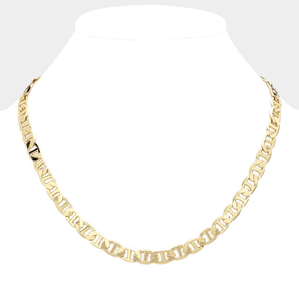 Gold Gold Plated 20 Inch 8mm Mariner Metal Chain Necklace