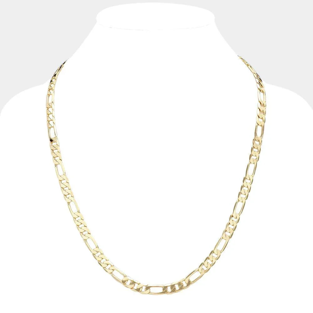Gold Gold Plated 24 Inch 8mm Figaro Metal Chain Necklace - Jewelry Store by Erik Rayo