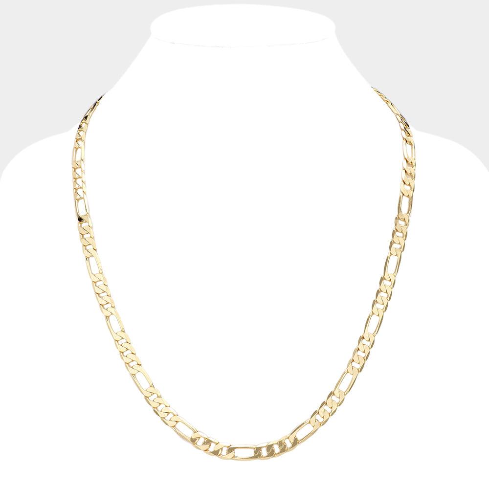 Gold Gold Plated 24 Inch 8mm Figaro Metal Chain Necklace