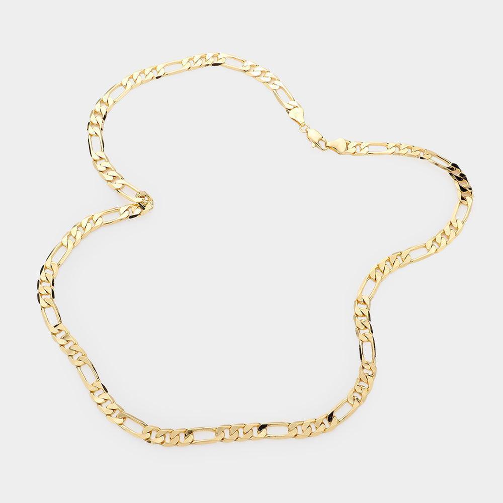 Gold Gold Plated 24 Inch 8mm Figaro Metal Chain Necklace - Jewelry Store by Erik Rayo