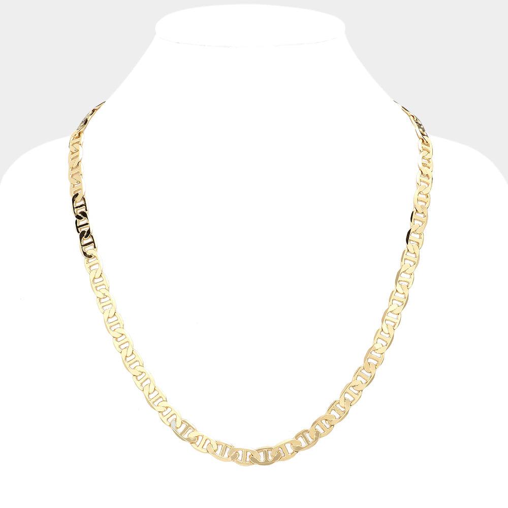 Gold Gold Plated 24 Inch 8mm Mariner Metal Chain Necklace