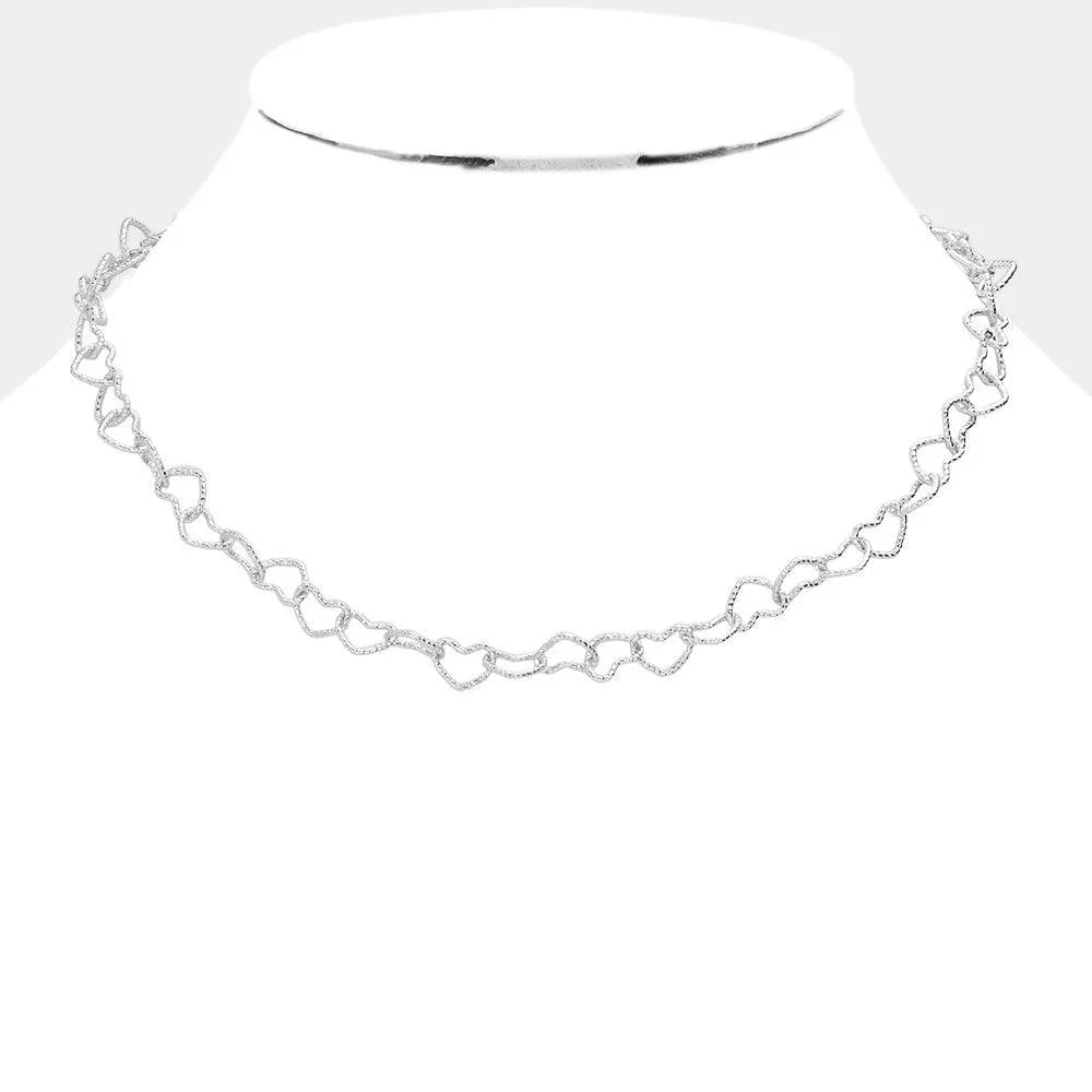 Brass Metal Open Heart Link Necklace - Jewelry Store by Erik Rayo