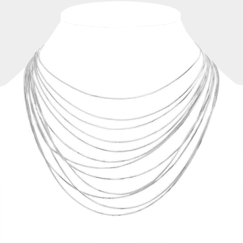 Brass Metal Chain Multi Layered Bib Necklace - Jewelry Store by Erik Rayo