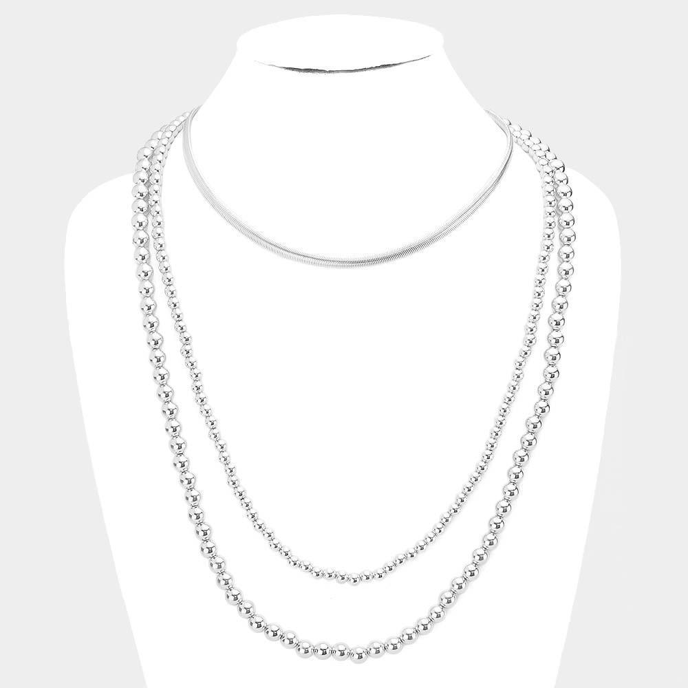 Snake Chain Metal Ball Bib Necklace - Jewelry Store by Erik Rayo