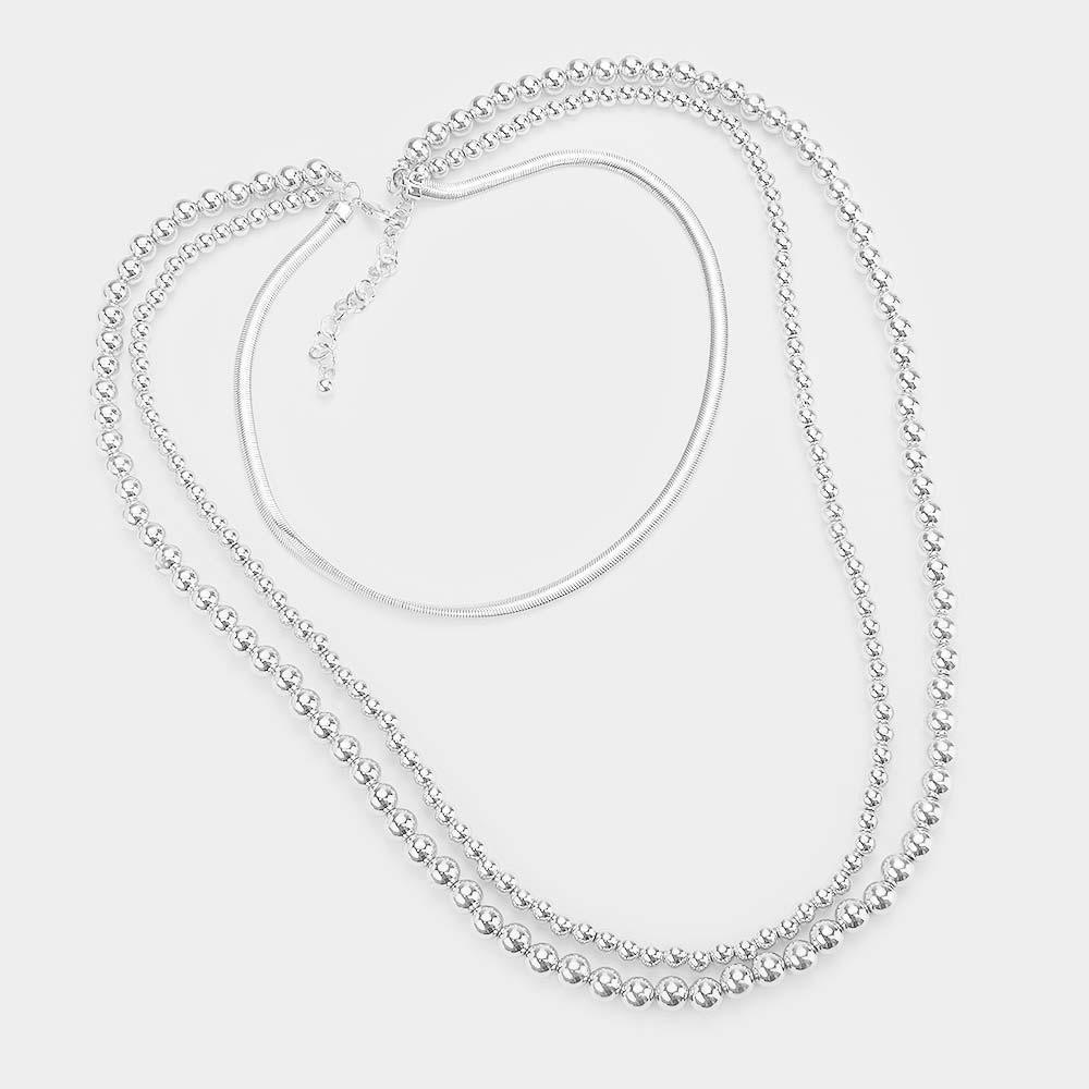 Snake Chain Metal Ball Bib Necklace - Jewelry Store by Erik Rayo