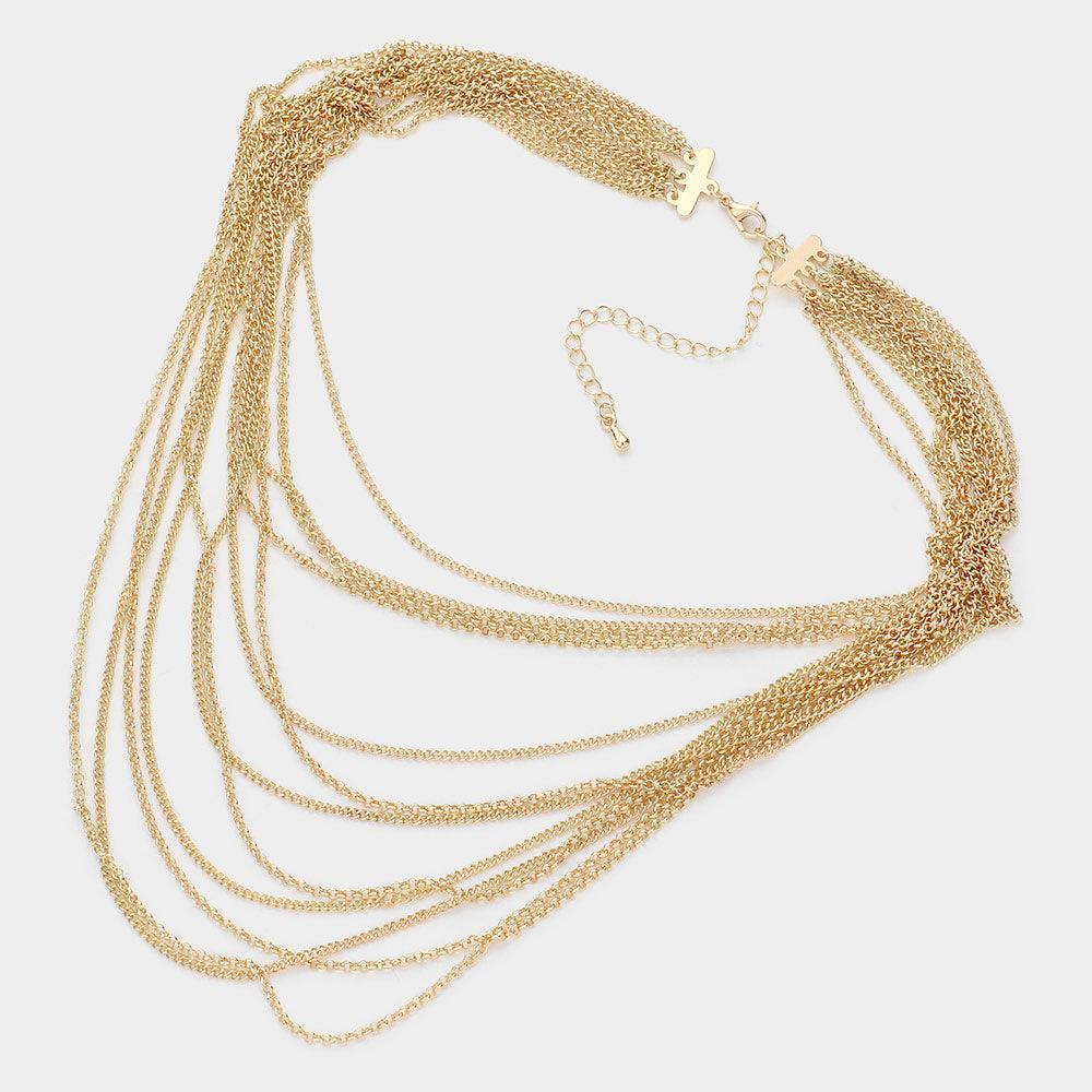 Gold Metal Chain Multi Layered Bib Necklace - Jewelry Store by Erik Rayo