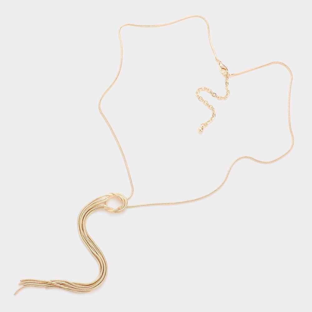 Gold Metal Chain Knot Y Necklace - Jewelry Store by Erik Rayo
