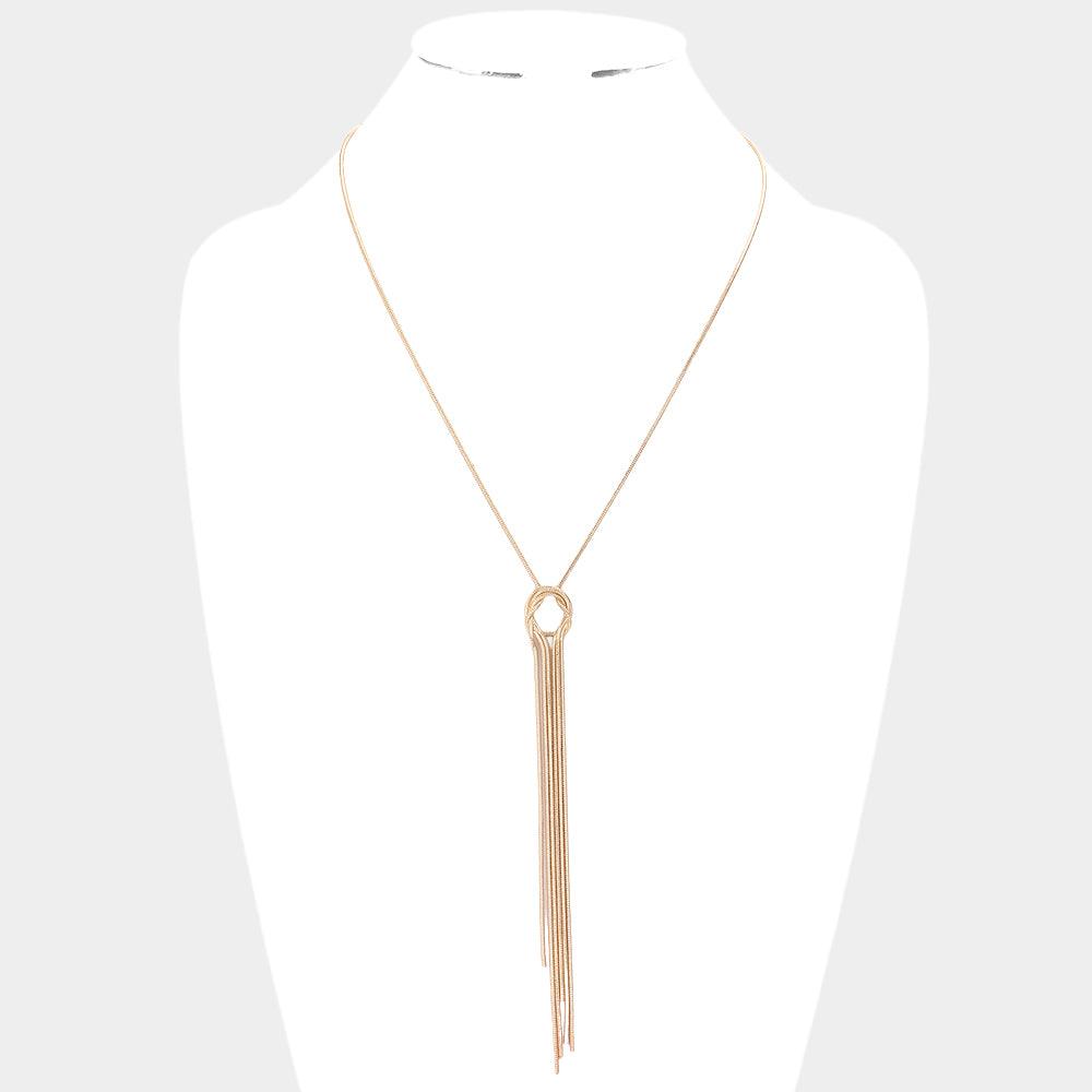 Gold Metal Chain Knot Y Necklace