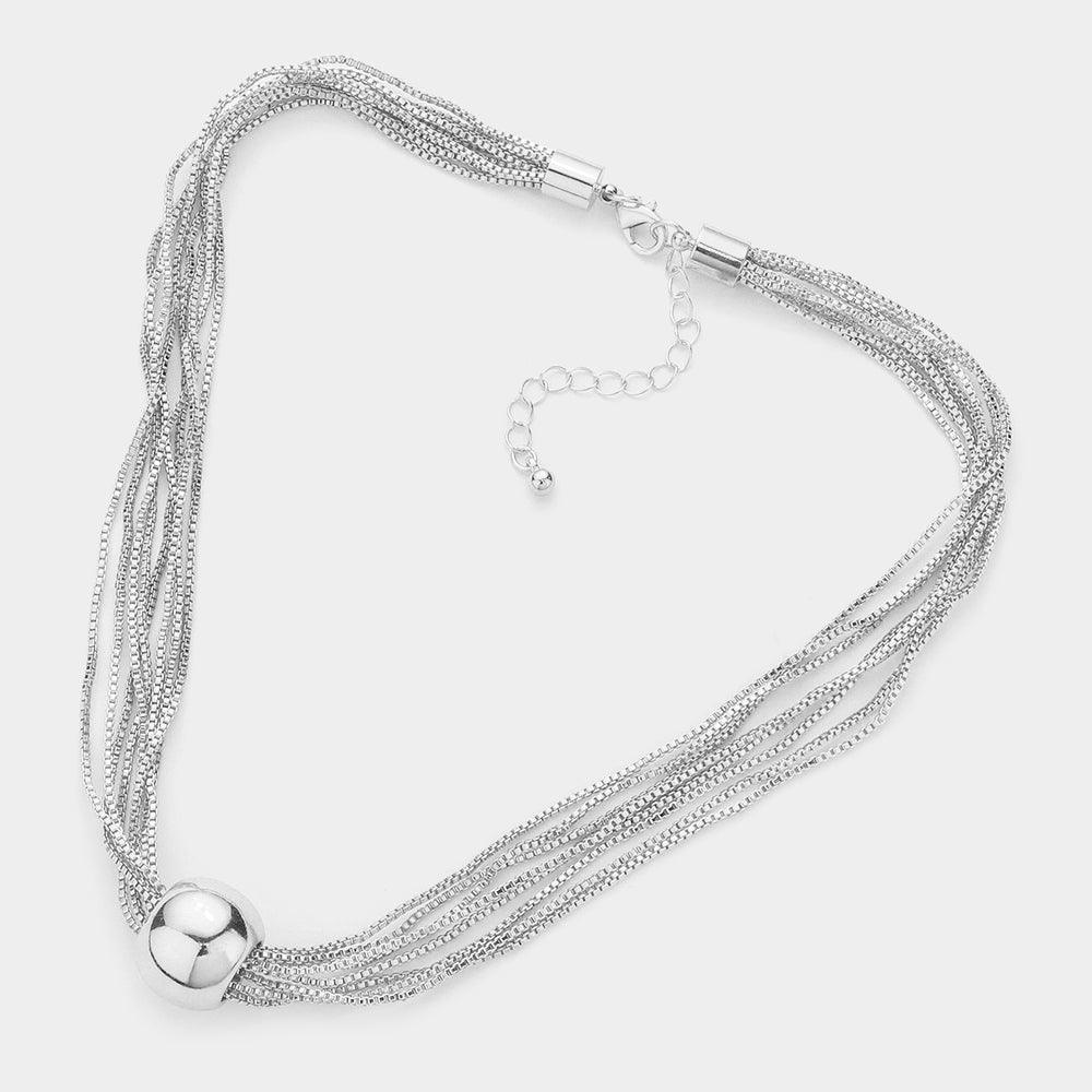 Metal Pebble Pendant Multi Layered Chain Necklace - Jewelry Store by Erik Rayo