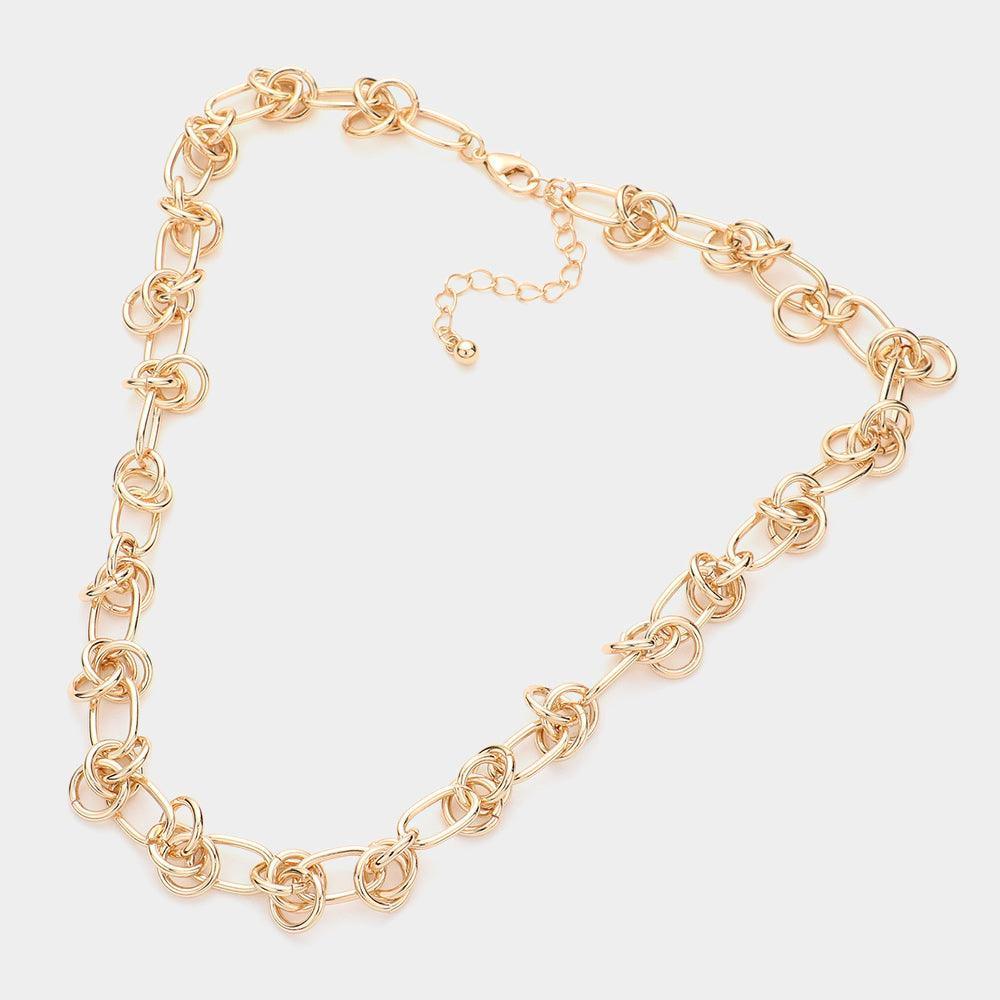 Gold Abstract Metal Chain Necklace - Jewelry Store by Erik Rayo