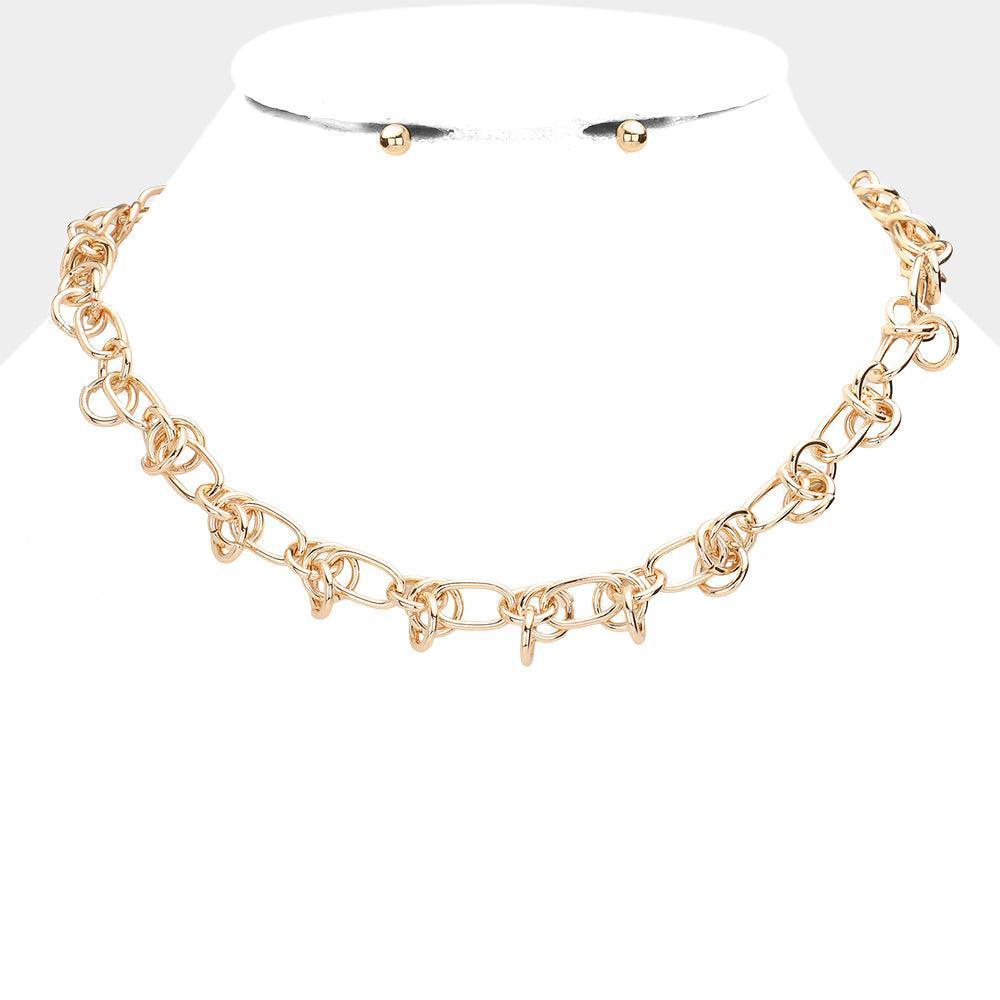 Gold Abstract Metal Chain Necklace - Jewelry Store by Erik Rayo