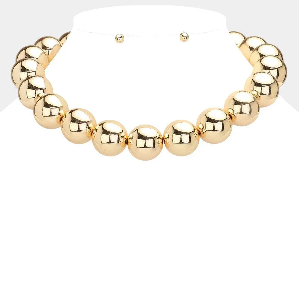 Gold Metal Ball Necklace - Jewelry Store by Erik Rayo