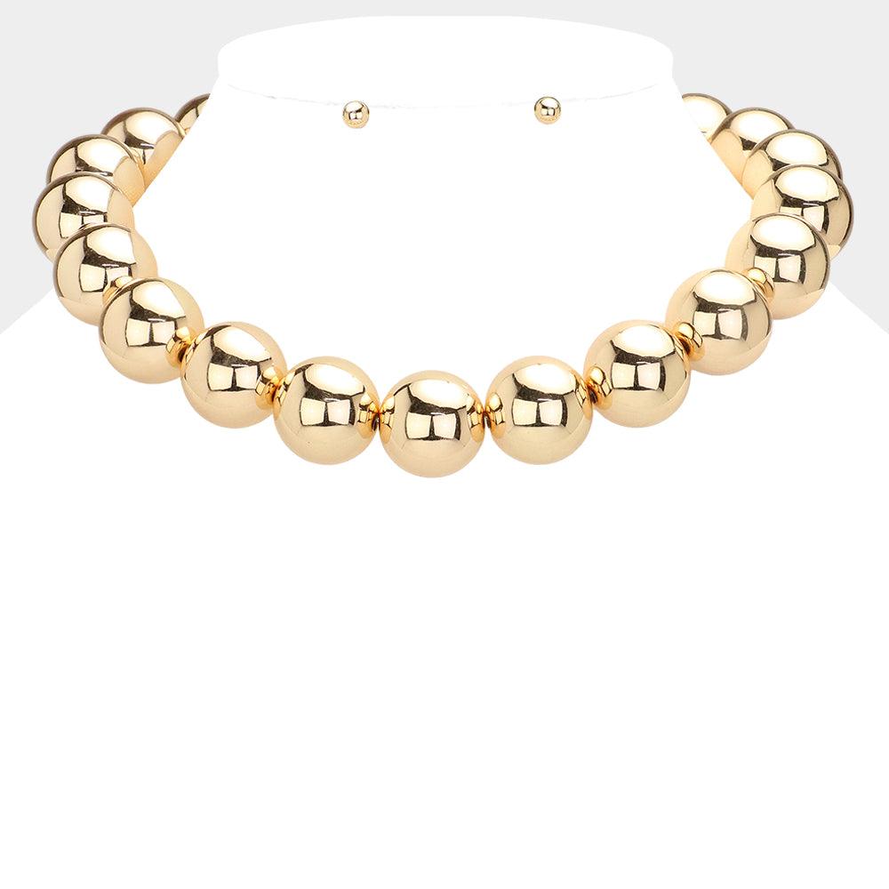 Gold Metal Ball Necklace