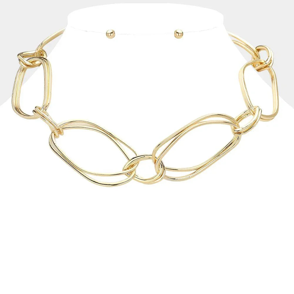 Gold Chunky Abstract Metal Wire Necklace - Jewelry Store by Erik Rayo