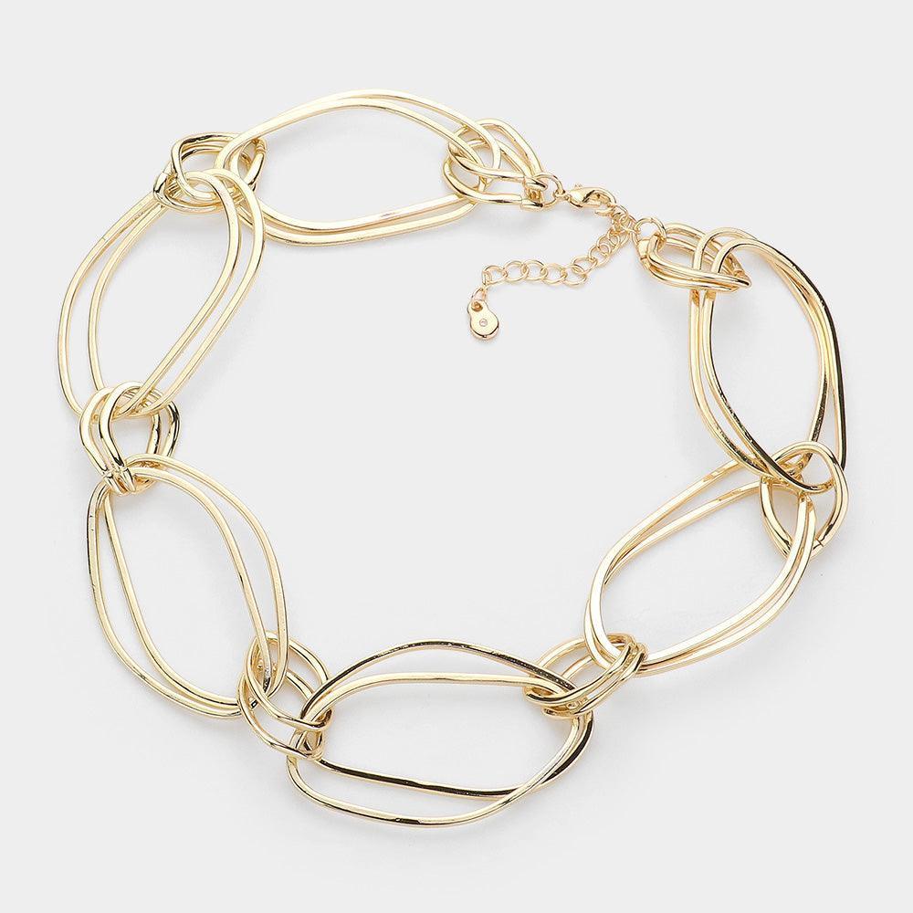 Gold Chunky Abstract Metal Wire Necklace - Jewelry Store by Erik Rayo