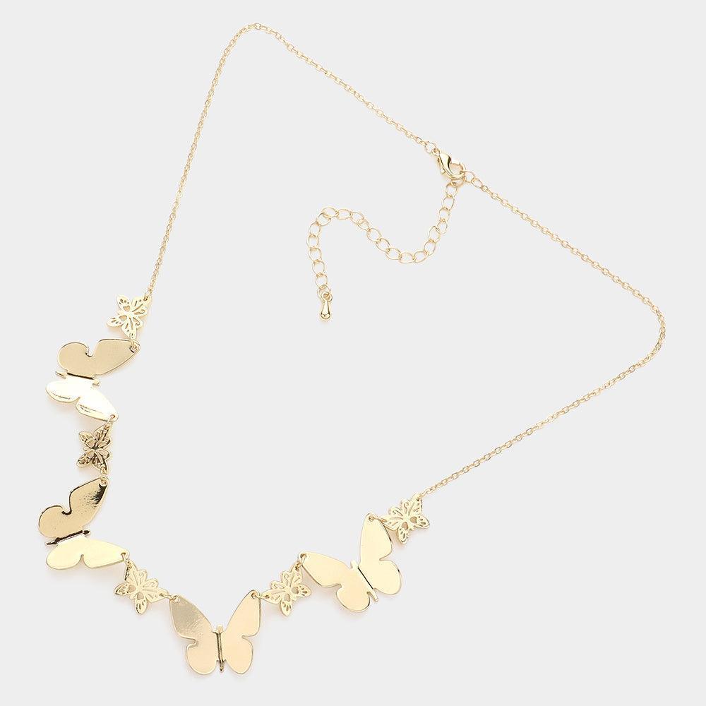 Gold Metal Butterfly Link Necklace - Jewelry Store by Erik Rayo