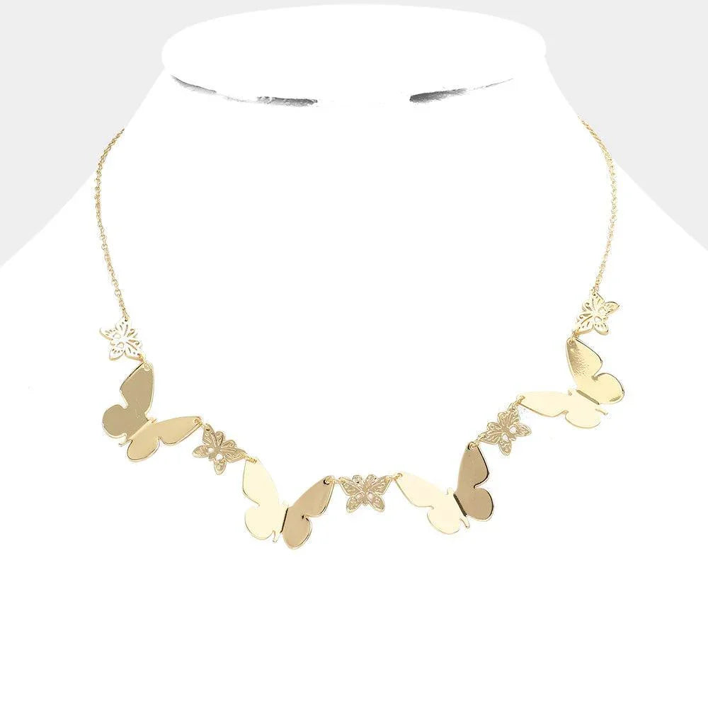 Gold Metal Butterfly Link Necklace - Jewelry Store by Erik Rayo