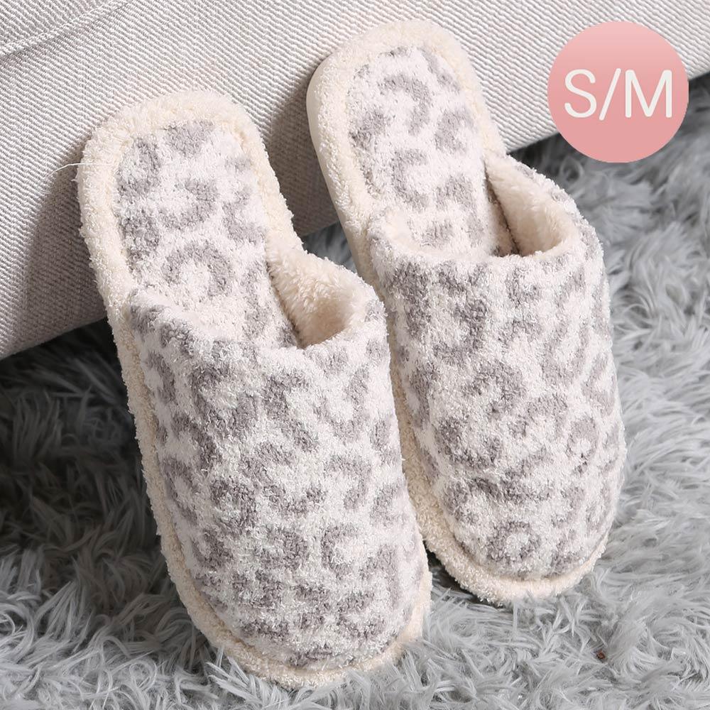 Gray Leopard Patterned Soft Home Indoor Floor Slippers - Jewelry Store by Erik Rayo
