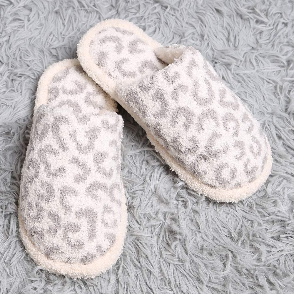Gray Leopard Patterned Soft Home Indoor Floor Slippers - Jewelry Store by Erik Rayo