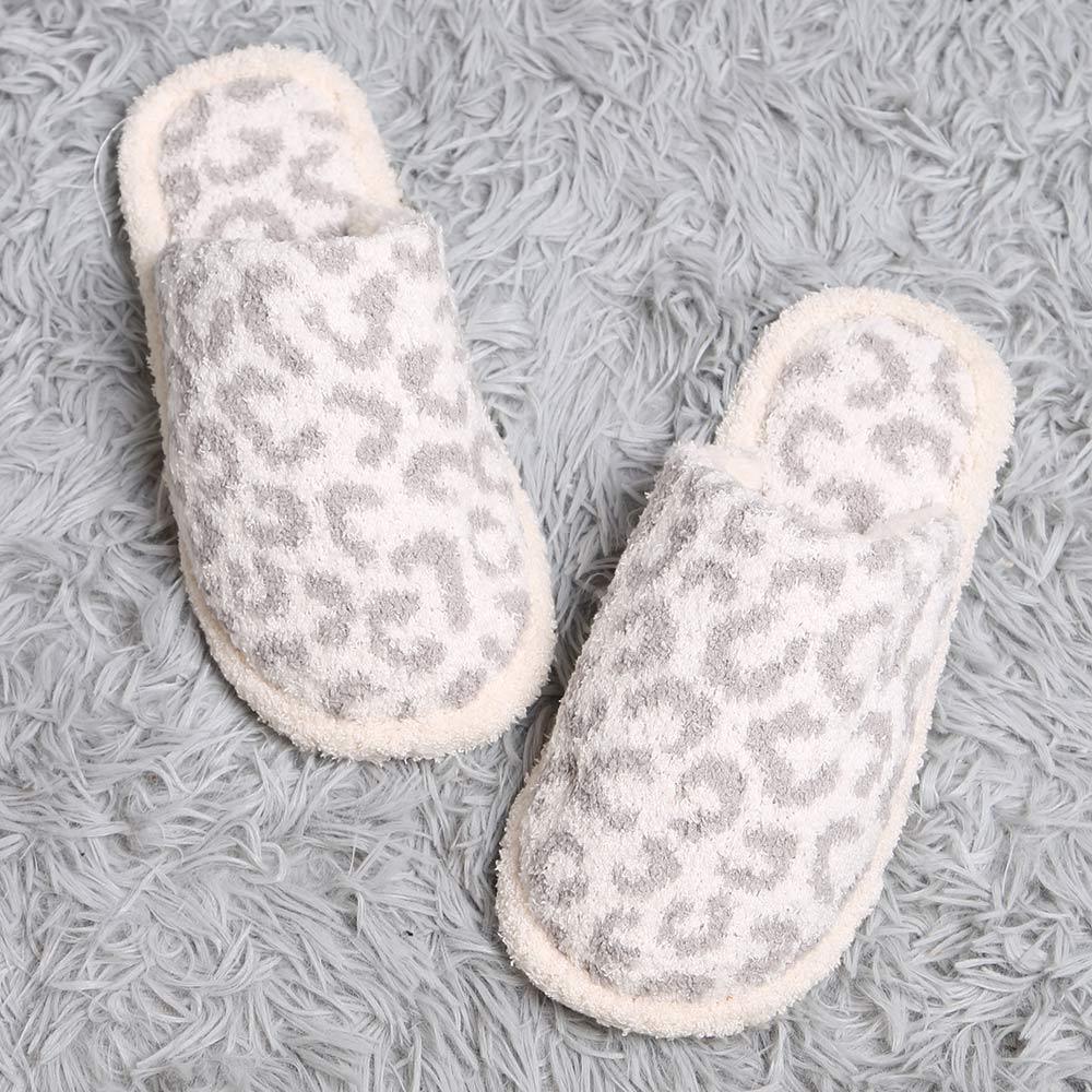 Gray Leopard Patterned Soft Home Indoor Floor Slippers - Jewelry Store by Erik Rayo