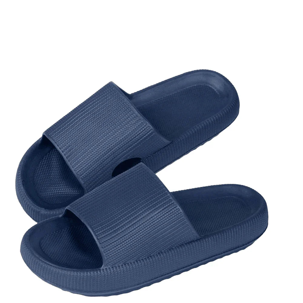 Navy Blue Solid Soft Sole Slippers - Jewelry Store by Erik Rayo