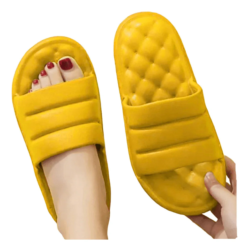 Yellow Solid Soft Sole Slippers - Jewelry Store by Erik Rayo