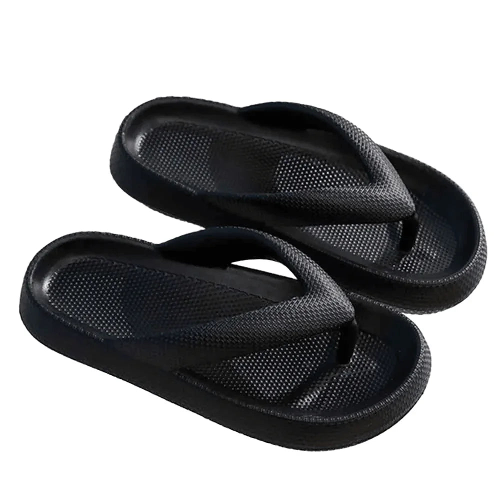 Black Solid Soft Sole Flip Flop Slippers - Jewelry Store by Erik Rayo