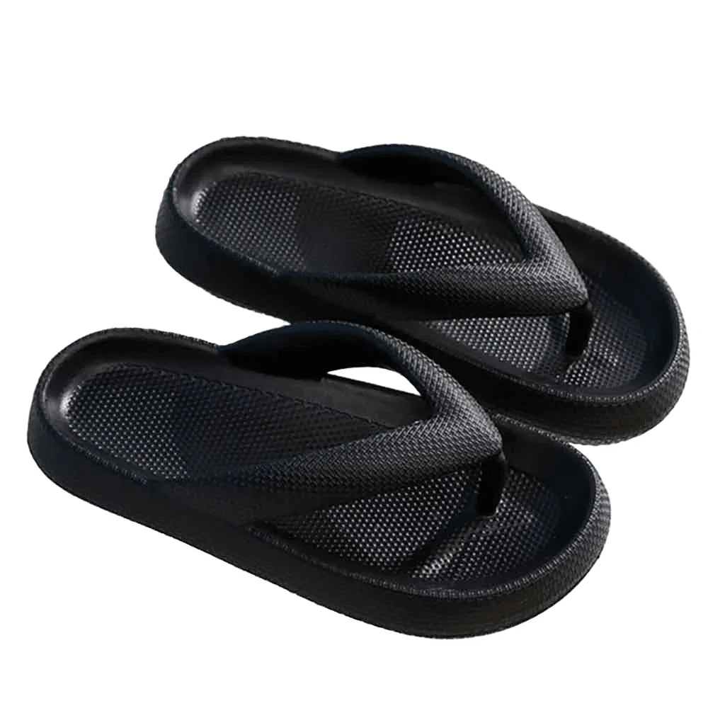 Black Solid Soft Sole Flip Flop Slippers - Jewelry Store by Erik Rayo