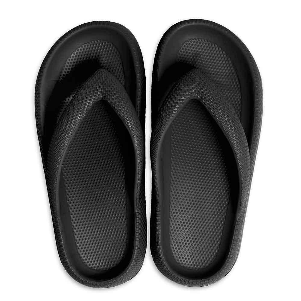 Black Solid Soft Sole Flip Flop Slippers - Jewelry Store by Erik Rayo