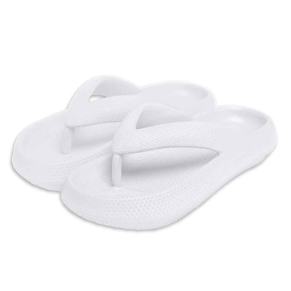 White Solid Soft Sole Flip Flop Slippers - Jewelry Store by Erik Rayo