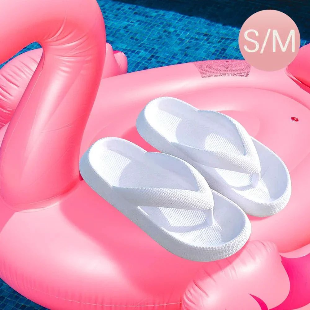 White Solid Soft Sole Flip Flop Slippers - Jewelry Store by Erik Rayo