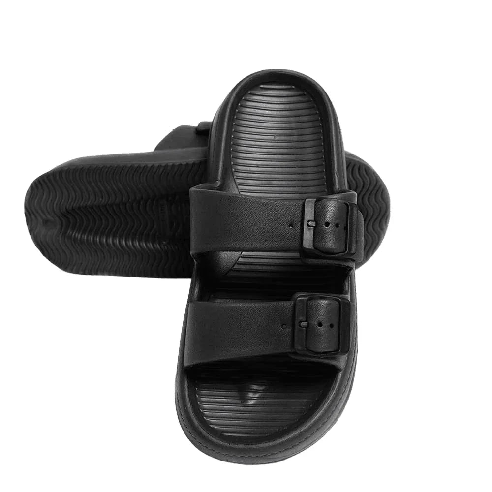 Black Solid Soft Sole Slippers - Jewelry Store by Erik Rayo