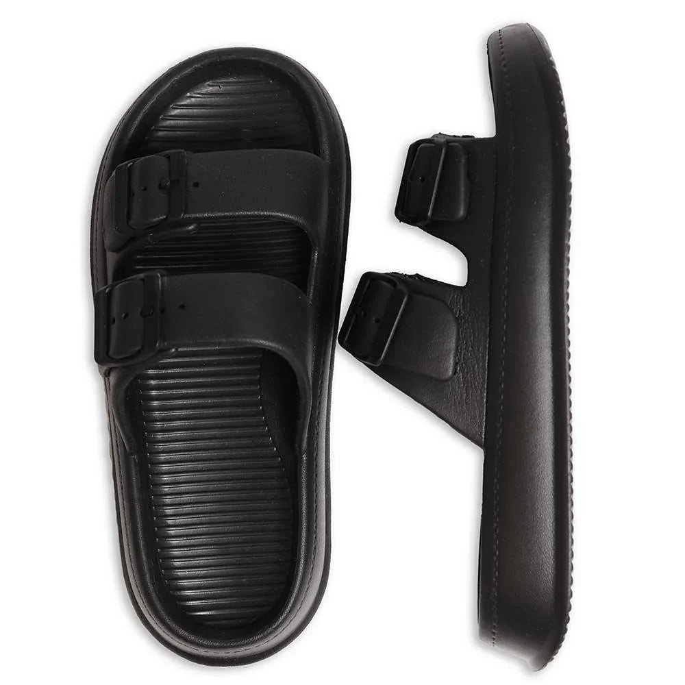 Black Solid Soft Sole Slippers - Jewelry Store by Erik Rayo