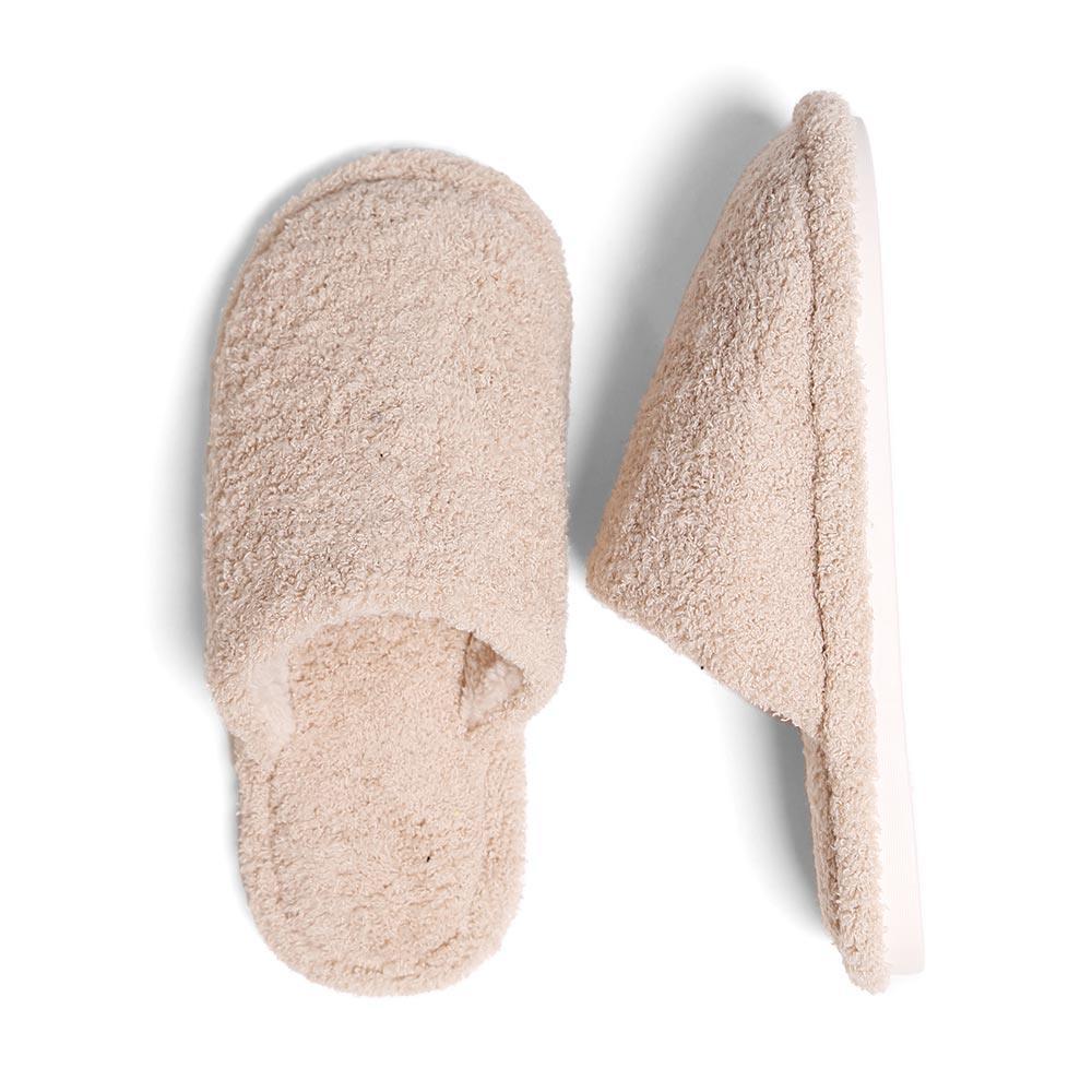Beige Solid Soft Home Indoor Floor Slippers