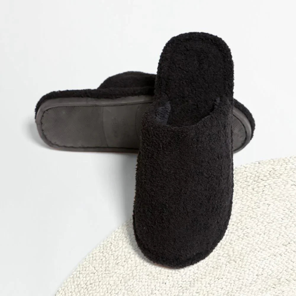 Black Solid Soft Home Indoor Floor Slippers - Jewelry Store by Erik Rayo