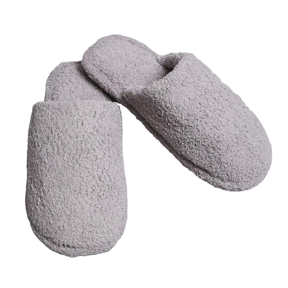 Gray Solid Soft Home Indoor Floor Slippers