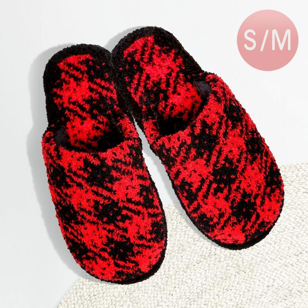 Red Buffalo Check Pattern Soft Home Indoor Floor Slippers - Jewelry Store by Erik Rayo