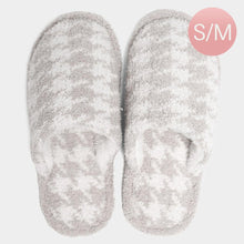 Load image into Gallery viewer, Gray Houndstooth Check Print Soft Home Indoor Floor Slippers
